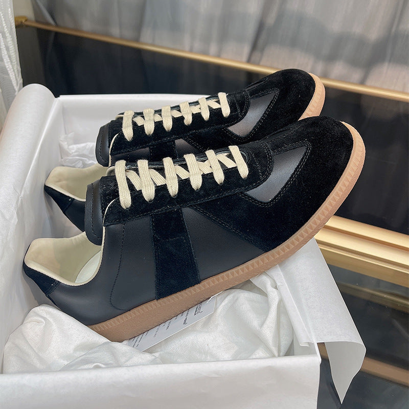 GMabcd mm6 Dexun Shoes for Women 2026 New Model Top Layer Cowhide Raw Rubber Sole Comfortable Casual Sneakers for Men and Women