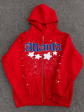 GMSp5der sweatshirt Spider Web Star Print loose Hoodie Zipper Coat Men[High Quality]