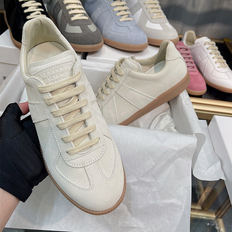 GMabcd mm6 Dexun Shoes for Women 2026 New Model Top Layer Cowhide Raw Rubber Sole Comfortable Casual Sneakers for Men and Women