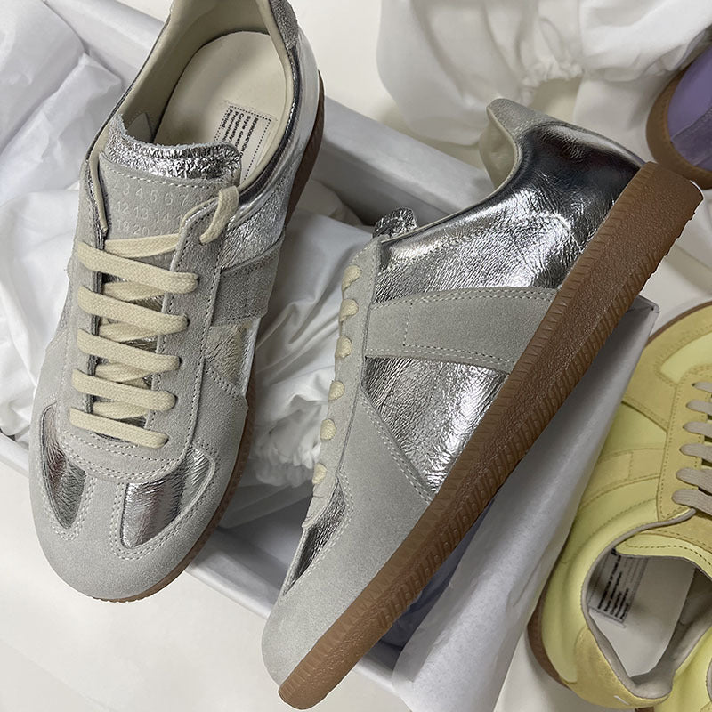 GMabcd mm6 Dexun Shoes for Women 2026 New Model Top Layer Cowhide Raw Rubber Sole Comfortable Casual Sneakers for Men and Women