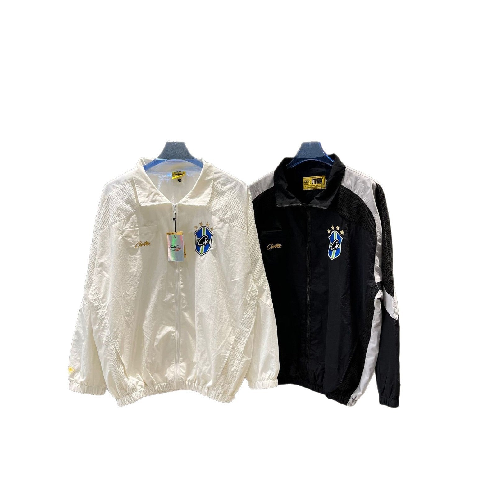 Men's New Corteiz Suit with embroidered logo, thin long pants, and zipper for spring sports and casual wear