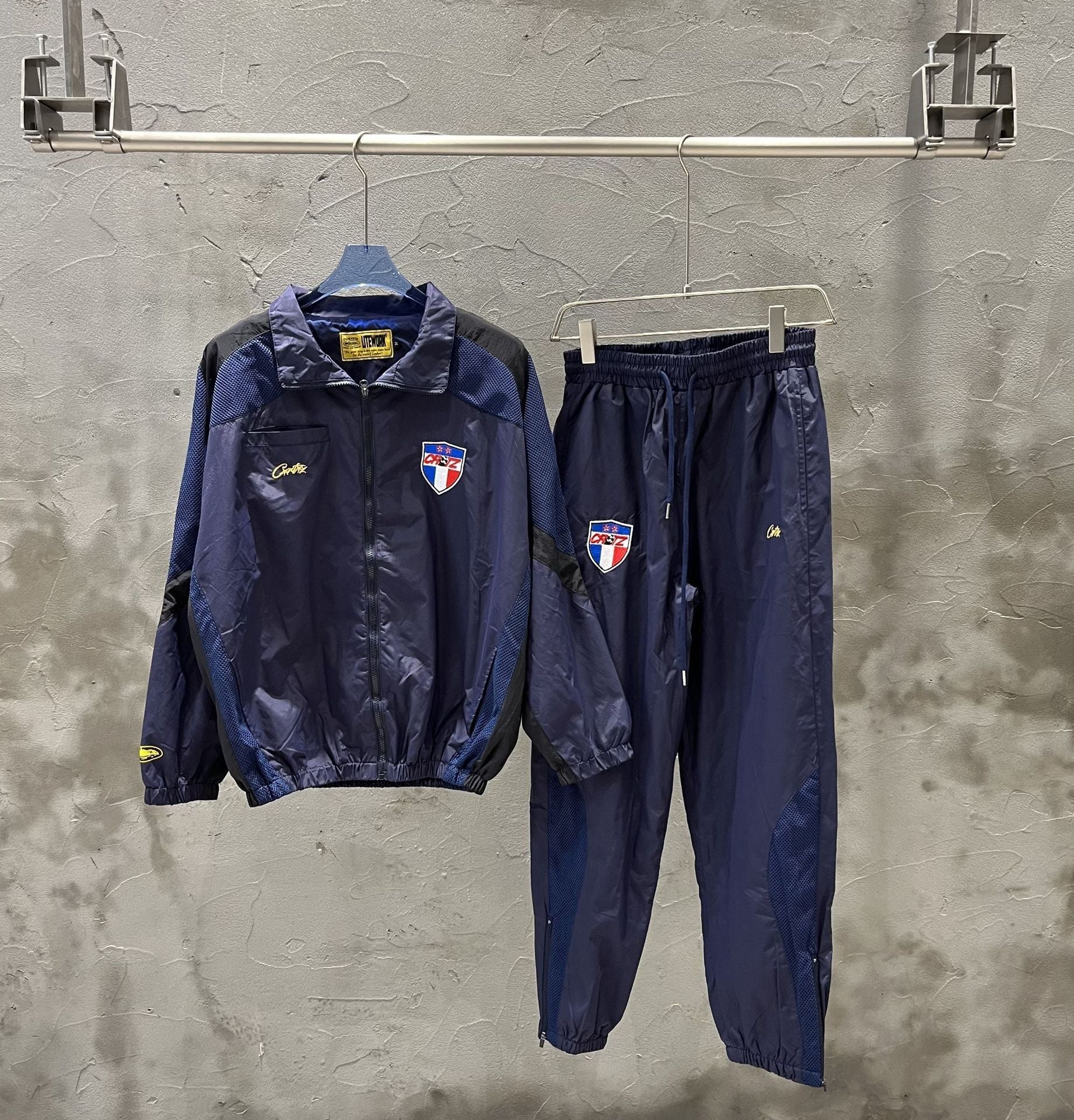 New Corteiz Suit embroidered logo thin long sports pants with zipper for men spring sportswear
