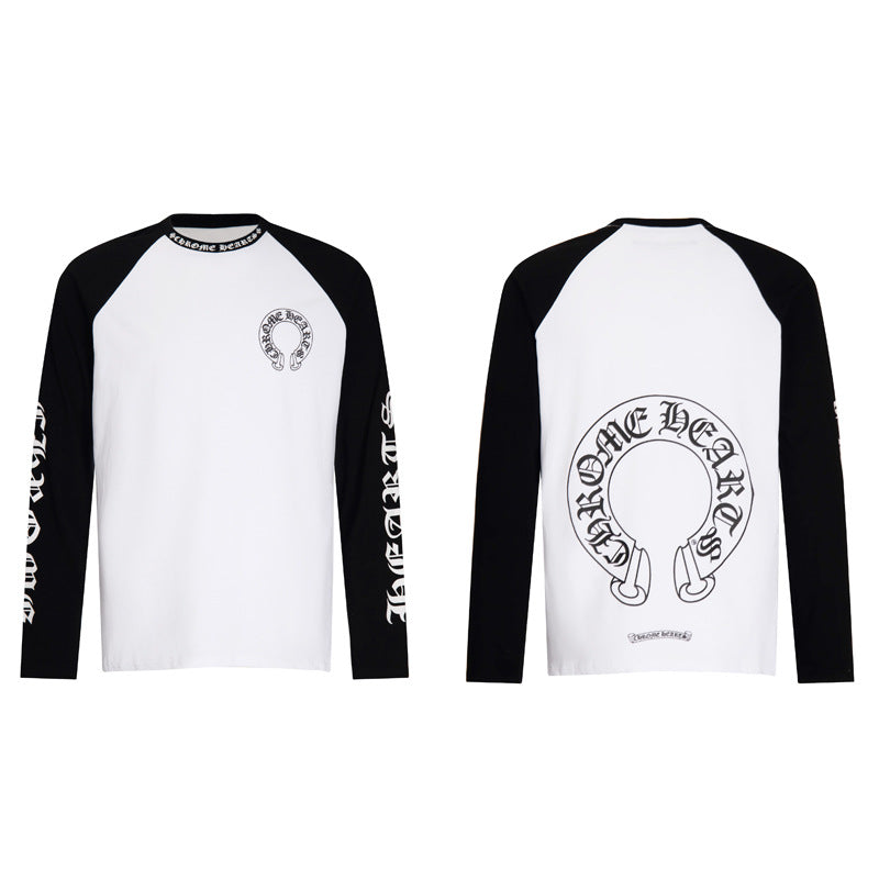 Ch Heart High-Quality Double Yarn Pure Cotton Unisex Printed Long Sleeve T-Shirt