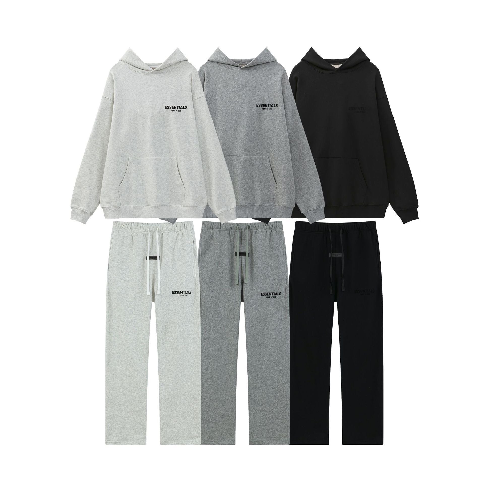 Men's Double-Line ESSENTIALS loose-fitting circular knit pullover sweater set with small letter print