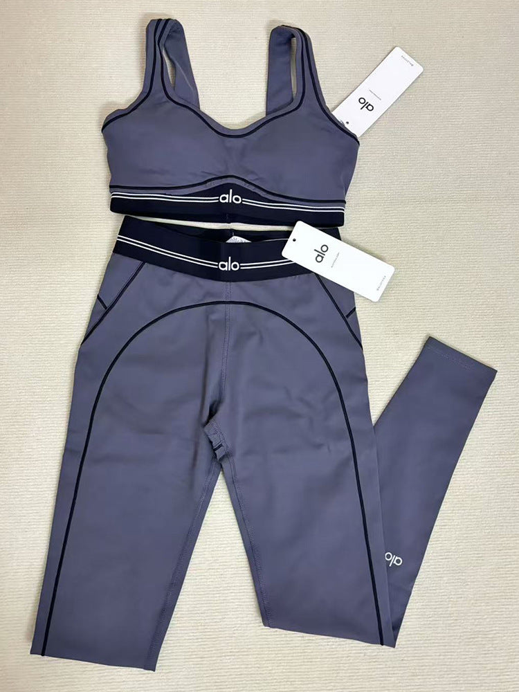 a-l-o Yoga Set high-quality women's sports bra and leggings for yoga and pilates