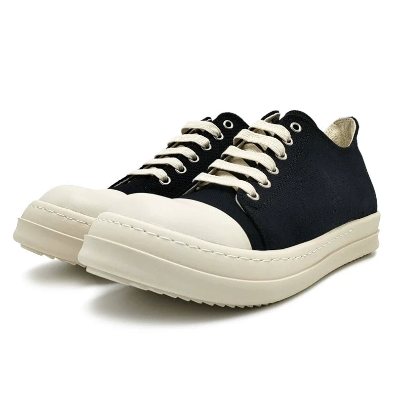 Black canvas low-top platform sneakers image 5