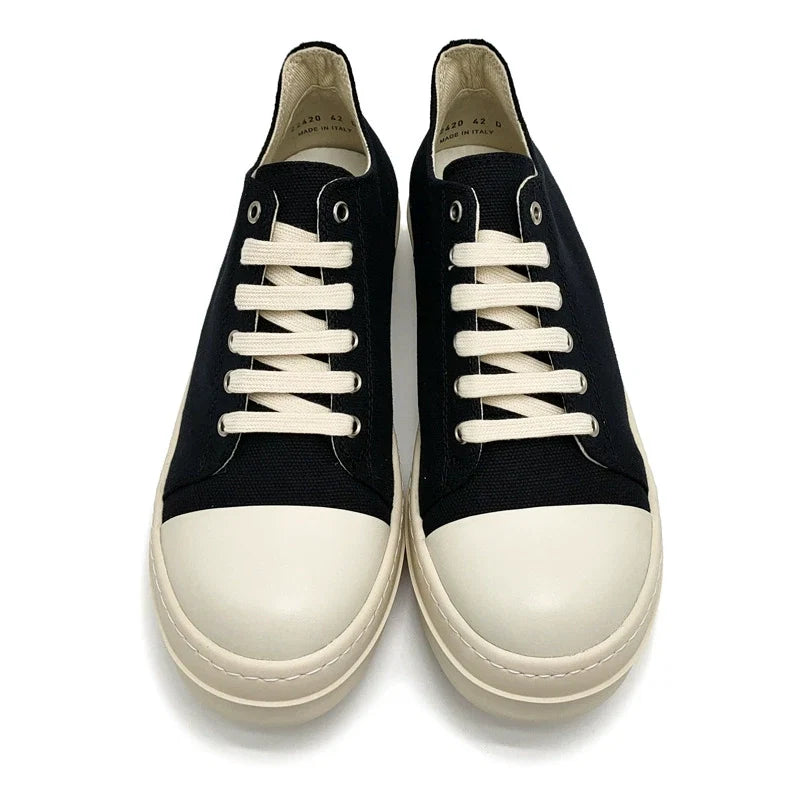 Black canvas low-top platform sneakers image 4