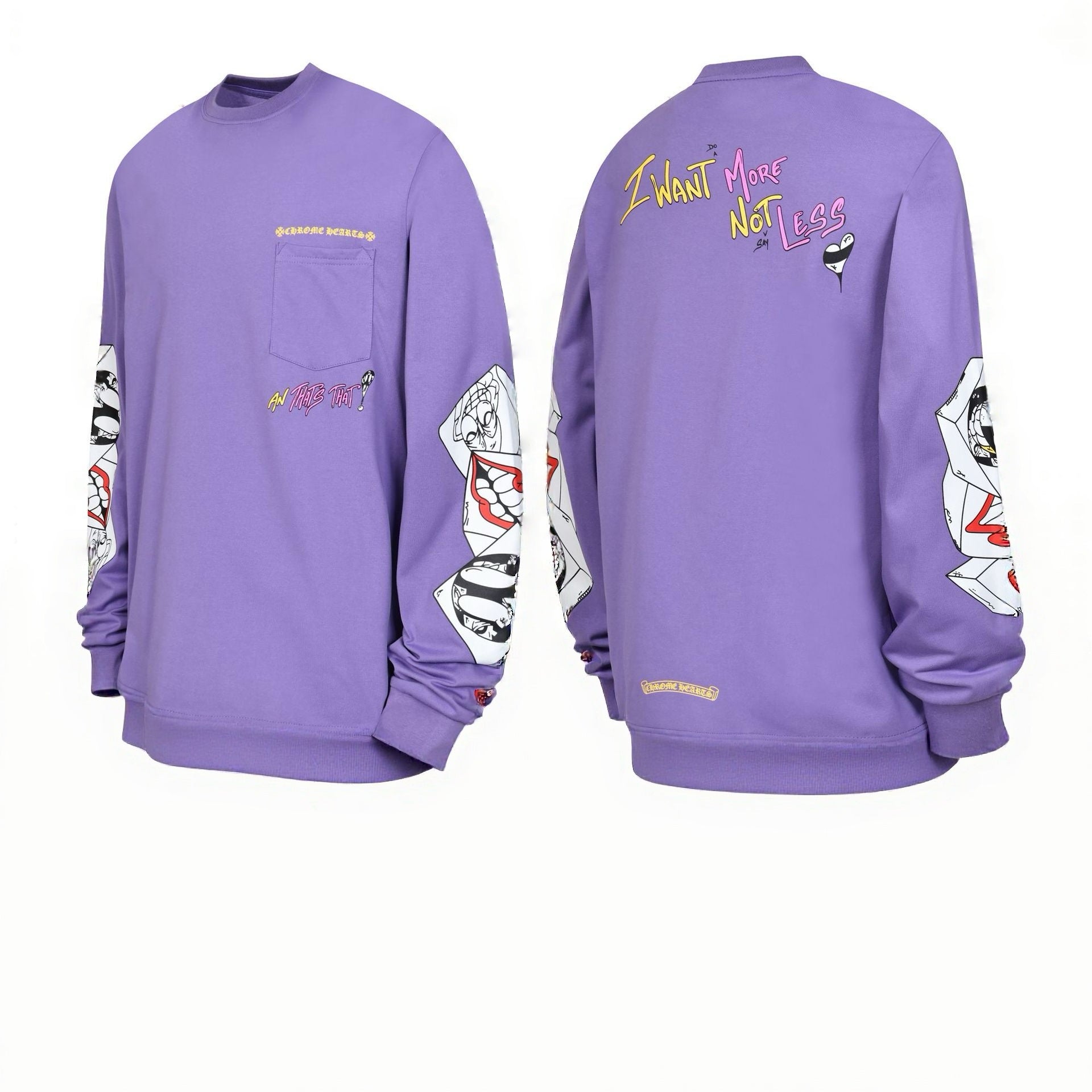 Ch Heart High-Quality Double Yarn Pure Cotton Unisex Printed Long Sleeve T-Shirt