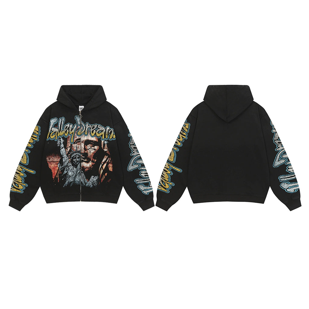 Street hip hop washed retro cotton sweatshirt g2