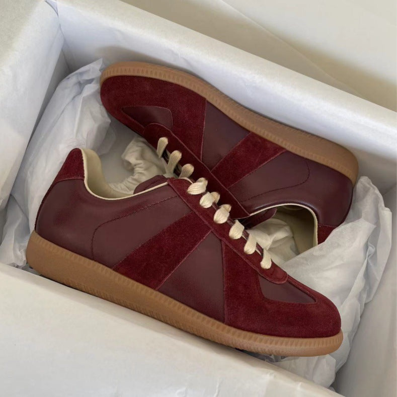 GMabcd mm6 Dexun Shoes for Women 2026 New Model Top Layer Cowhide Raw Rubber Sole Comfortable Casual Sneakers for Men and Women