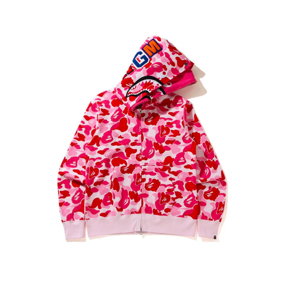 Baby Apee Shark Camouflage Hooded Cardigan Zipper Fashion Brand Comfortable Men's Women's Pullover Coat