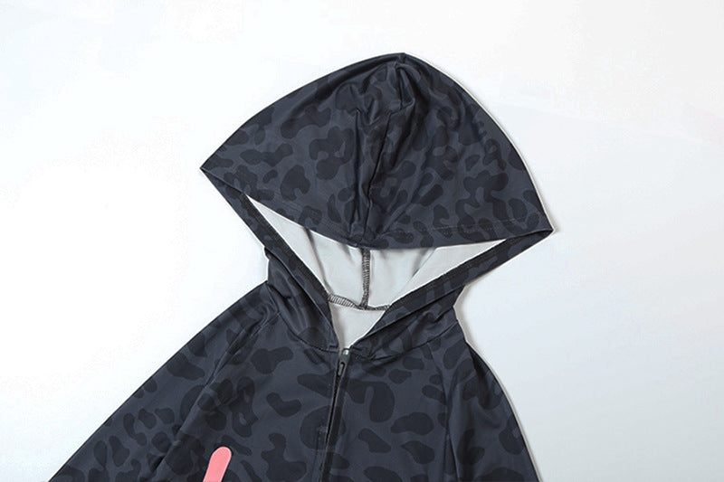 2025 Autumn Women's New Fashion Hooded Camouflage Print Long Sleeve Sports Trendy Slim Fit Long Pants Two-Piece Set