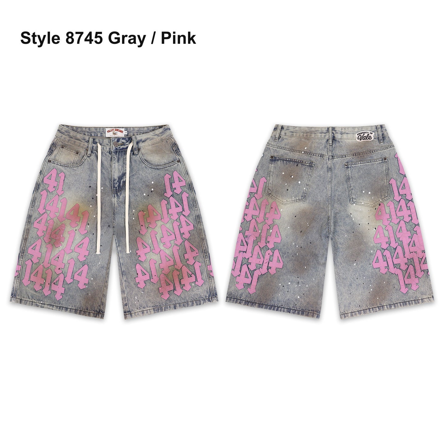 Men's denim shorts – Style 8745 Gray / Pink