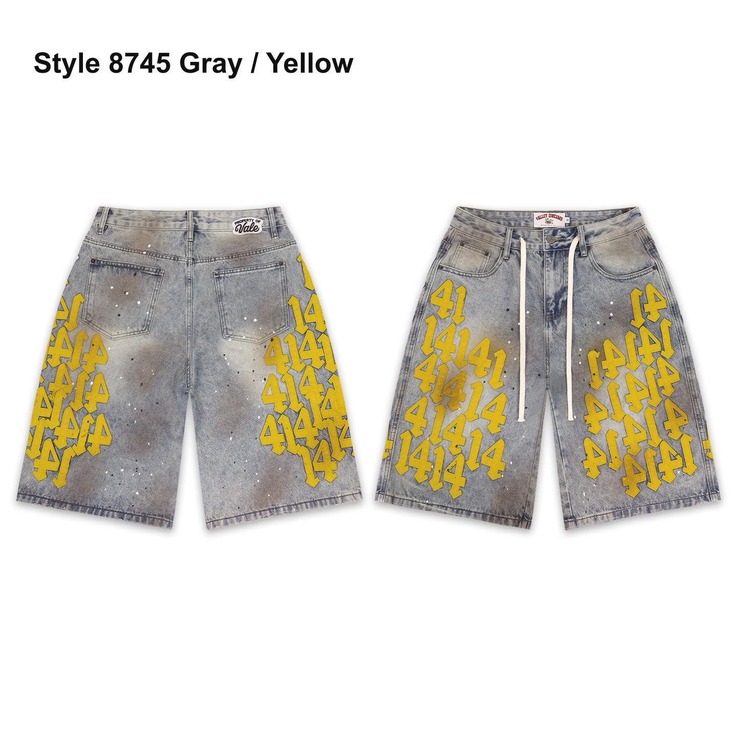 Men's denim shorts – Style 8745 Gray / Yellow