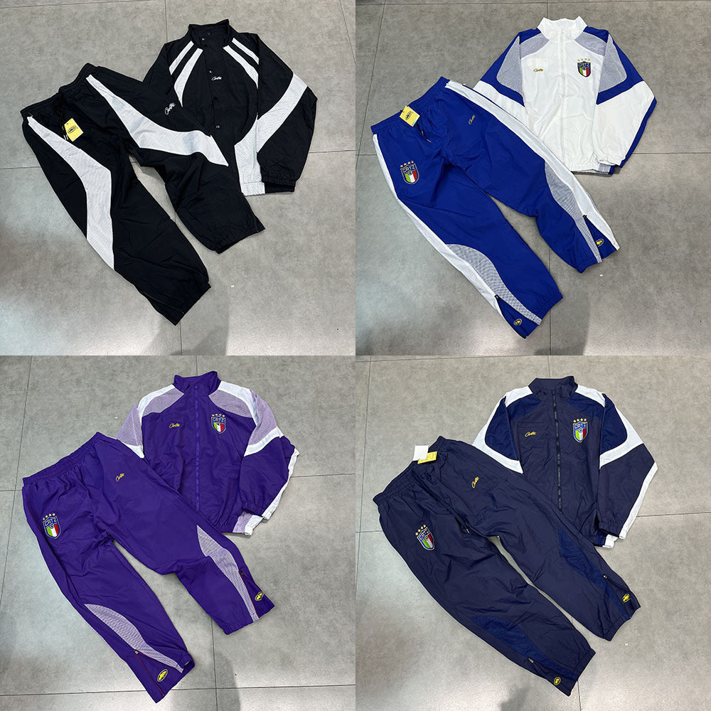 Men's New Corteiz Suit spring thin long pants with embroidered logo and zipper detailing