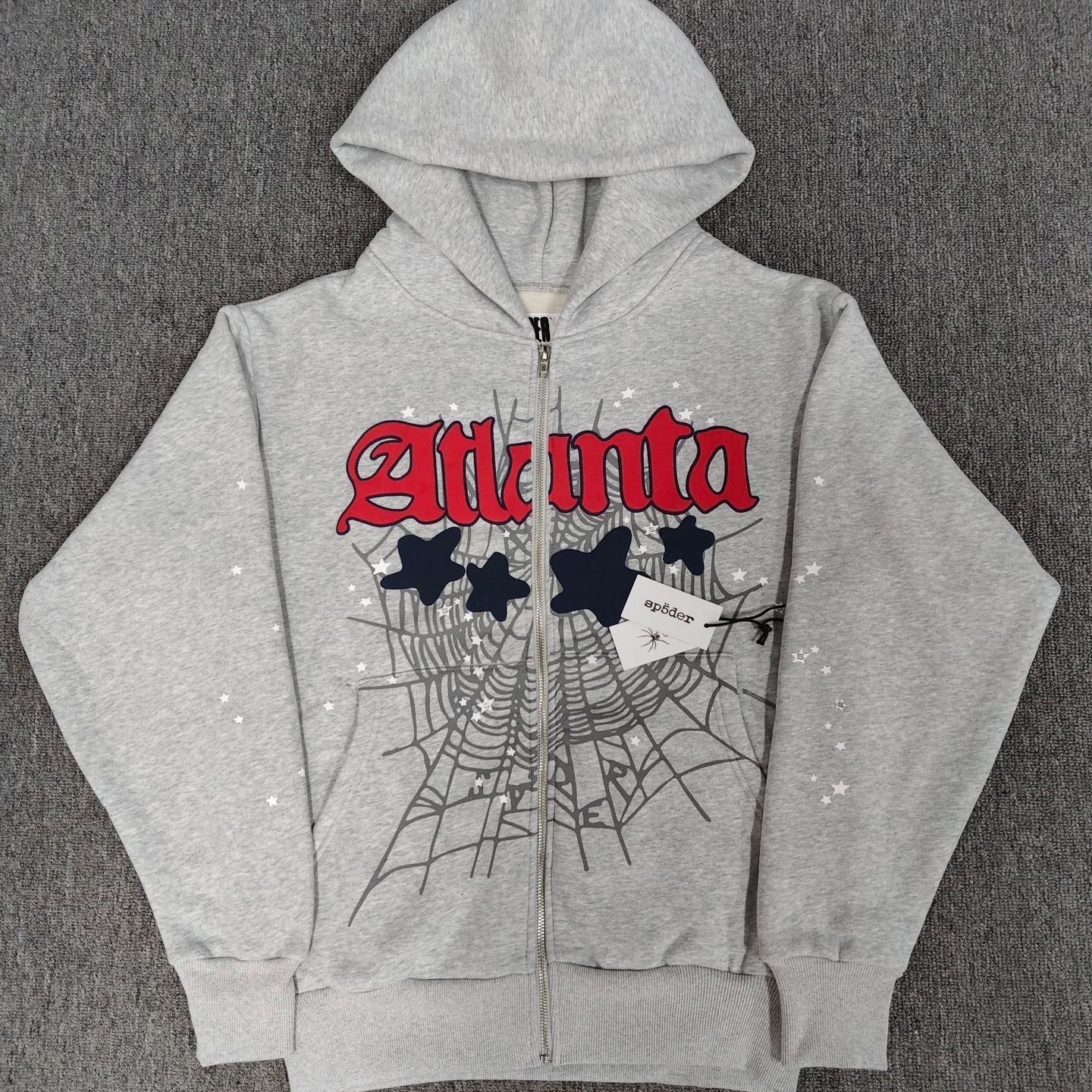 GMSp5der sweatshirt Spider Web Star Print loose Hoodie Zipper Coat Men[High Quality]