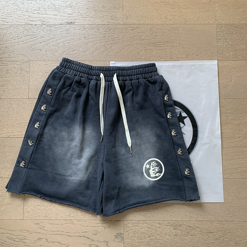 Washed Vintage Casual Shorts 2026 Summer New European and American Trendy Brand Five-Point Shorts（2）