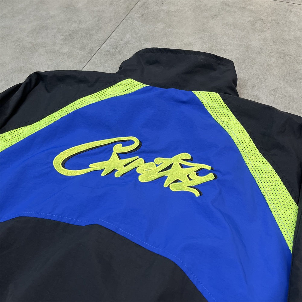 New Corteiz sports suit with embroidered Alcatraz logo and zipper spring thin long pants