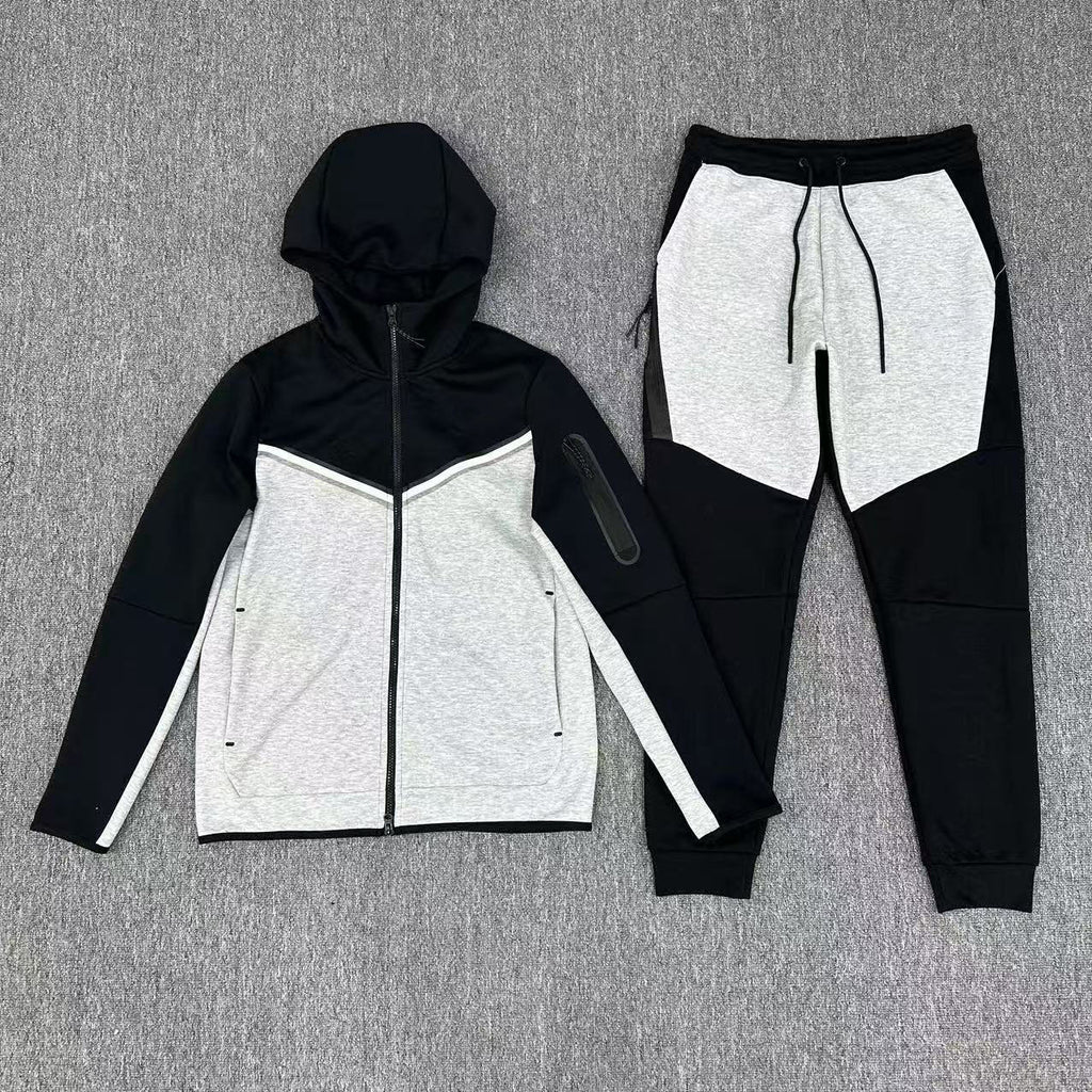 GMabcd 2025 Casual Sports Hooded Men's Slim Fit Side Zipper Suit Jacket in black