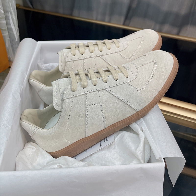 GMabcd mm6 Dexun Shoes for Women 2026 New Model Top Layer Cowhide Raw Rubber Sole Comfortable Casual Sneakers for Men and Women