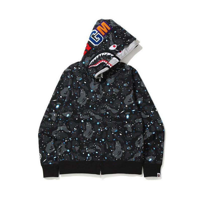 Baby Apee Shark Camouflage Hooded Cardigan Zipper Fashion Brand Comfortable Men's Women's Pullover Coat