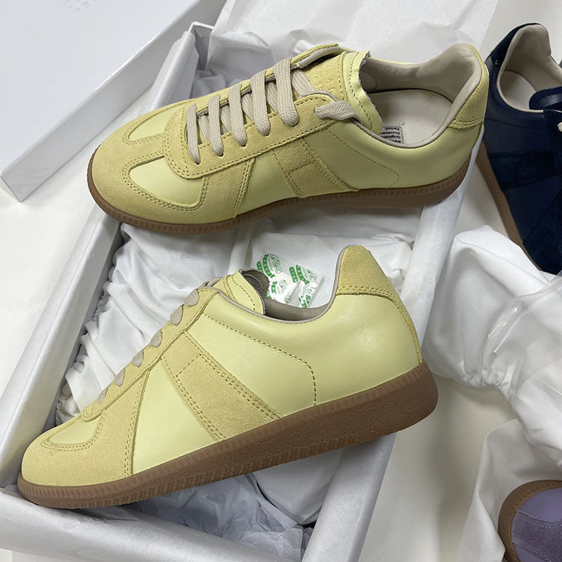 GMabcd mm6 Dexun Shoes for Women 2026 New Model Top Layer Cowhide Raw Rubber Sole Comfortable Casual Sneakers for Men and Women