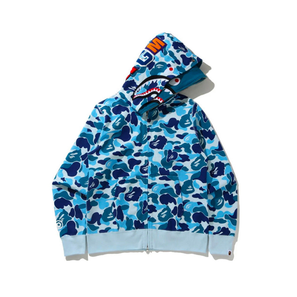 Baby Apee Shark Camouflage Hooded Cardigan Zipper Fashion Brand Comfortable Men's Women's Pullover Coat