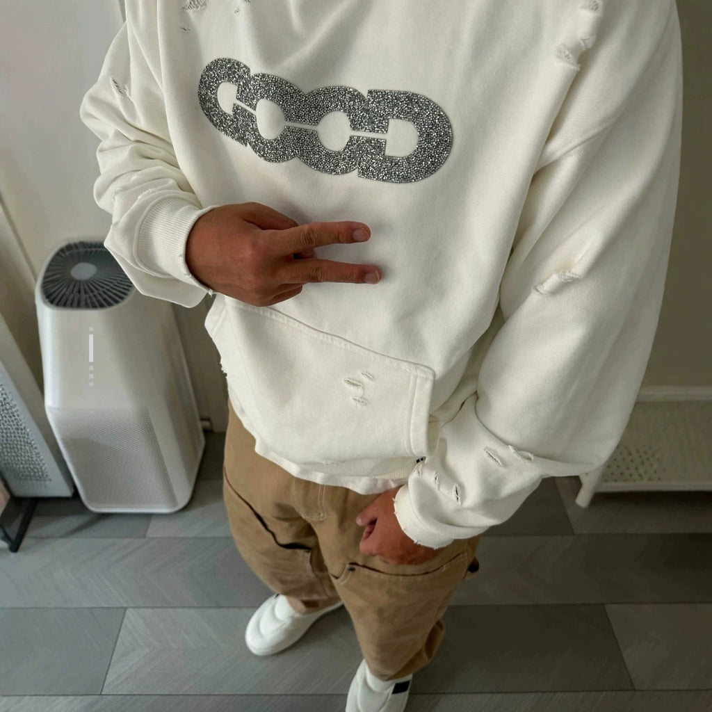 GOODBRAND diamond ripped hoodie unisex g4