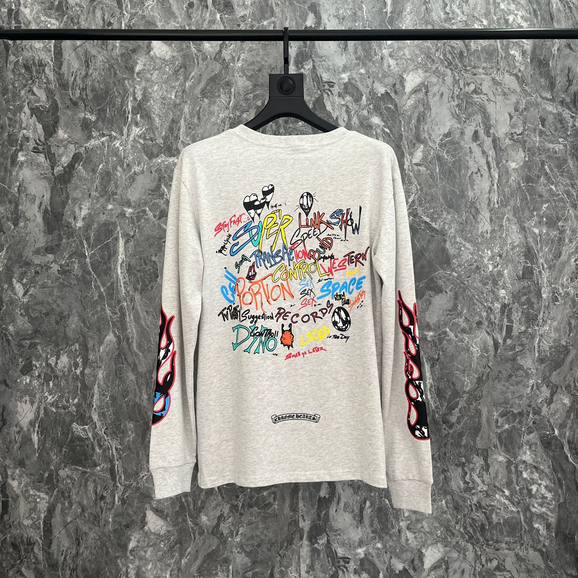 Ch Heart High-Quality Double Yarn Pure Cotton Unisex Printed Long Sleeve T-Shirt