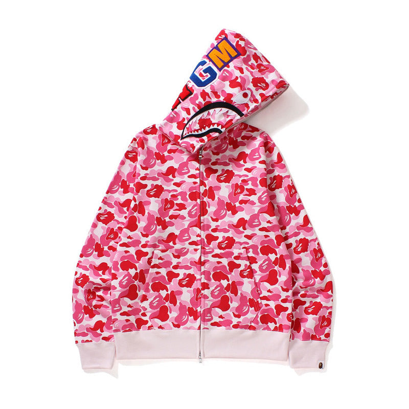 Baby Apee Shark Camouflage Hooded Cardigan Zipper Fashion Brand Comfortable Men's Women's Pullover Coat
