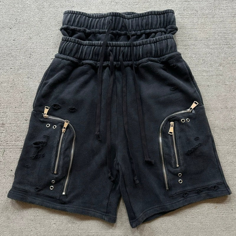 Dark gothic fake two piece double waist y2k pants g1