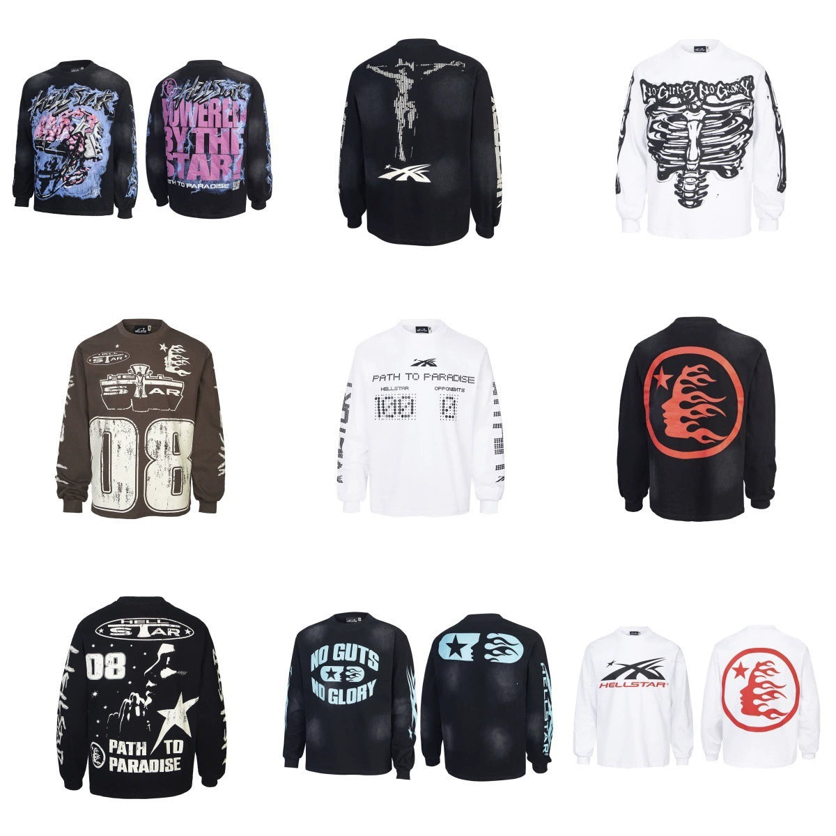 Unisex oversized graphic long-sleeve T-shirt collection