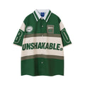 VARIANT_IMAGE::Green | Color-block graphic button-up T-shirt