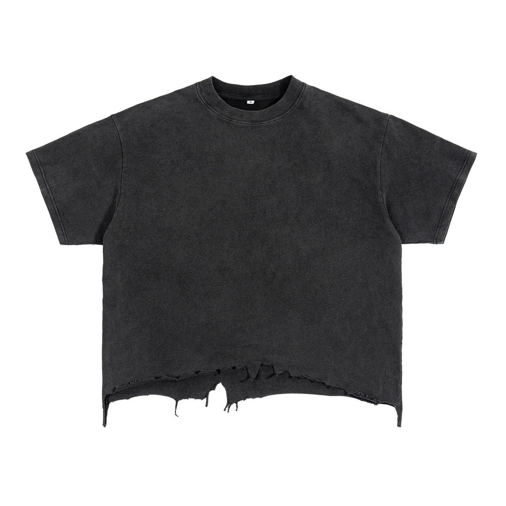 VARIANT_IMAGE::Black | Distressed boxy cotton T-shirt