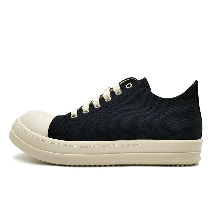 Black canvas low-top platform sneakers image 6