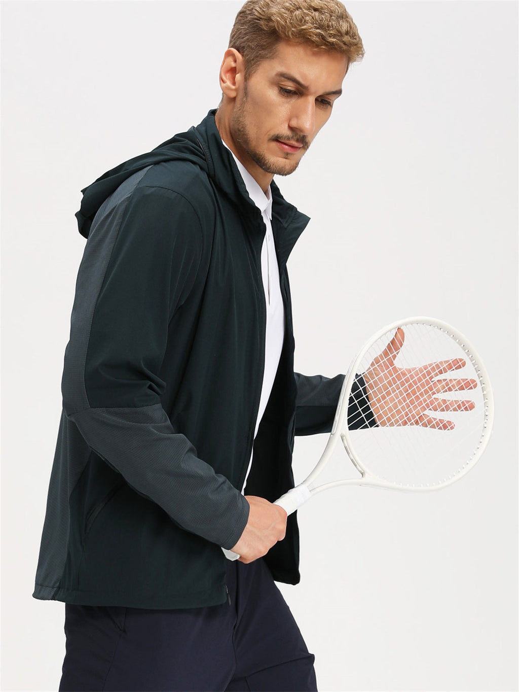 Men's lightweight quick-dry hooded jacket detail 2