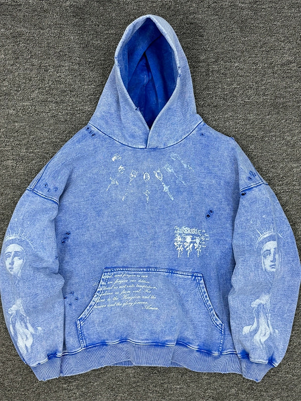 GMABCD light blue vintage washed distressed graphic hoodie 1