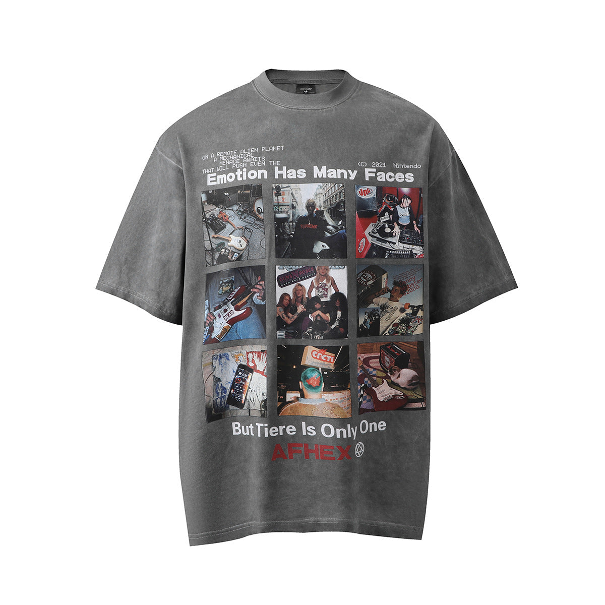 Men's washed cartoon graphic T-shirt image 1