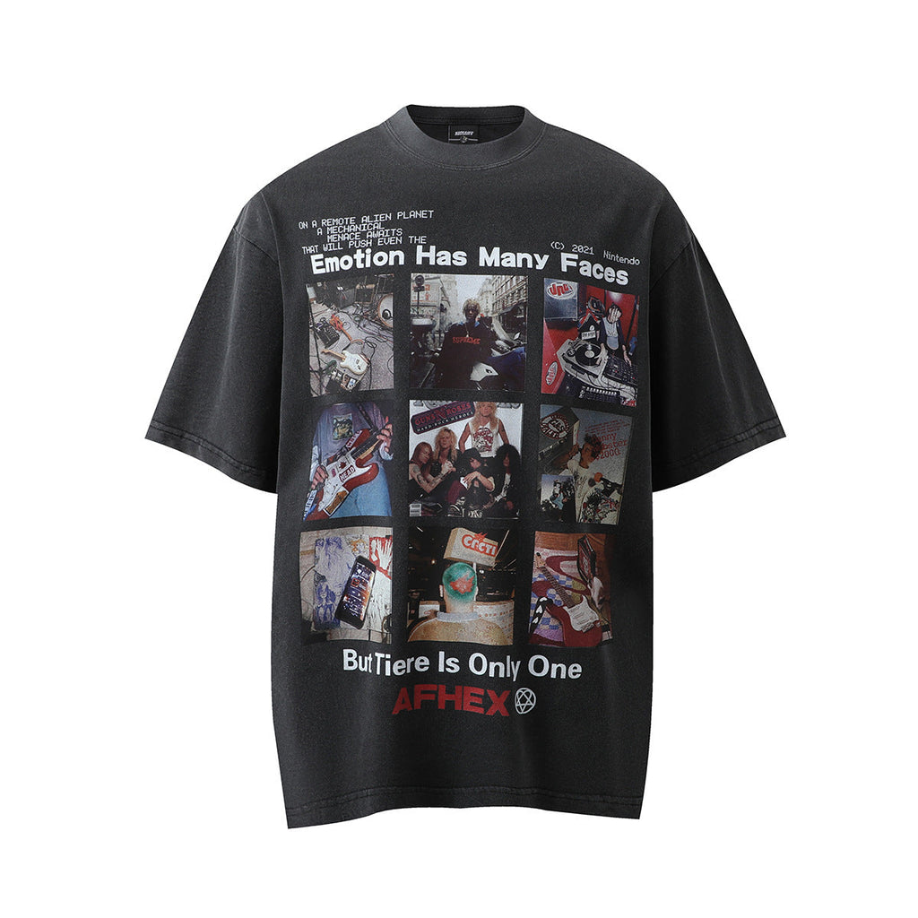 Men's washed cartoon graphic T-shirt image 3