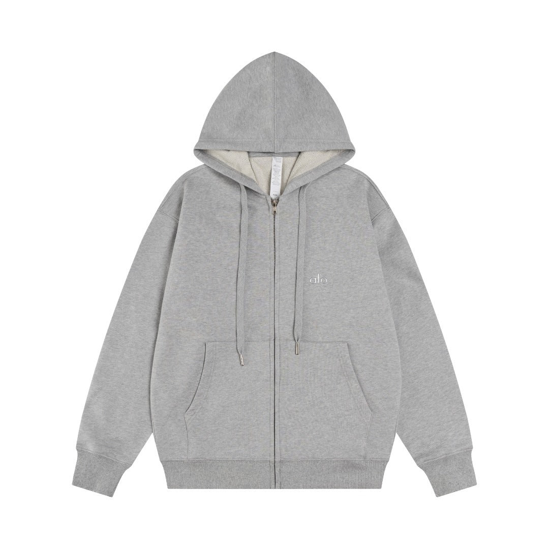 A-L-O Oversized Heavyweight Zip Hoodie Terry Fleece Streetwear Jacket