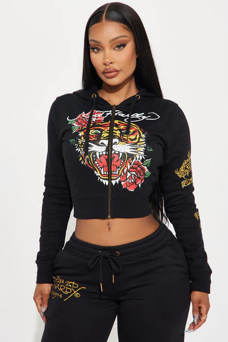 Women's Graphic Zip Hoodie & Jogger Pants Set – Casual Streetwear Tracksuit image 6