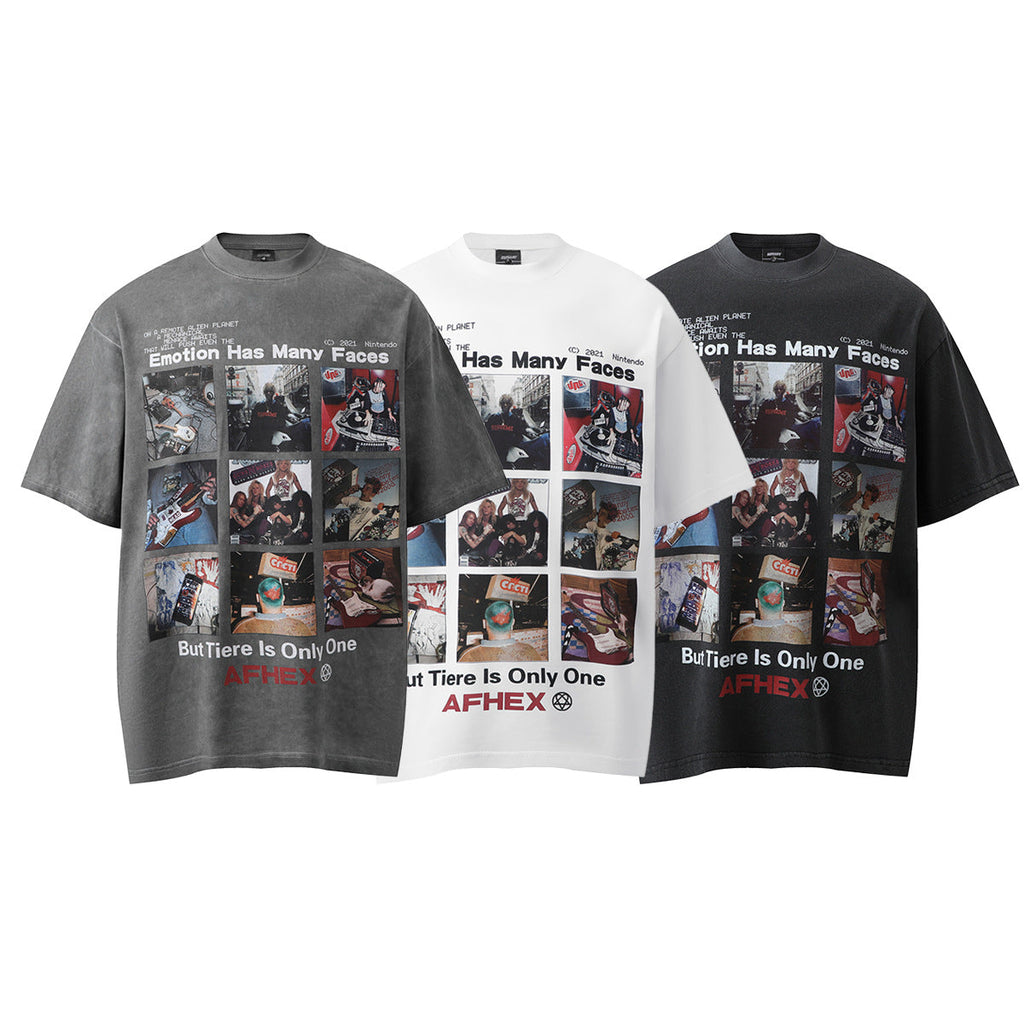 Men's washed cartoon graphic T-shirt image 5