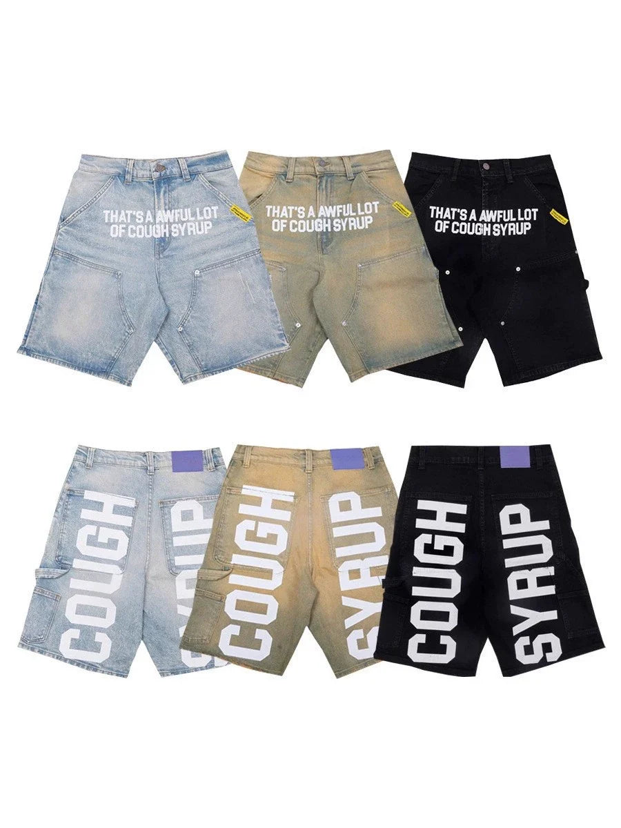 GMABCD letter print denim shorts 1