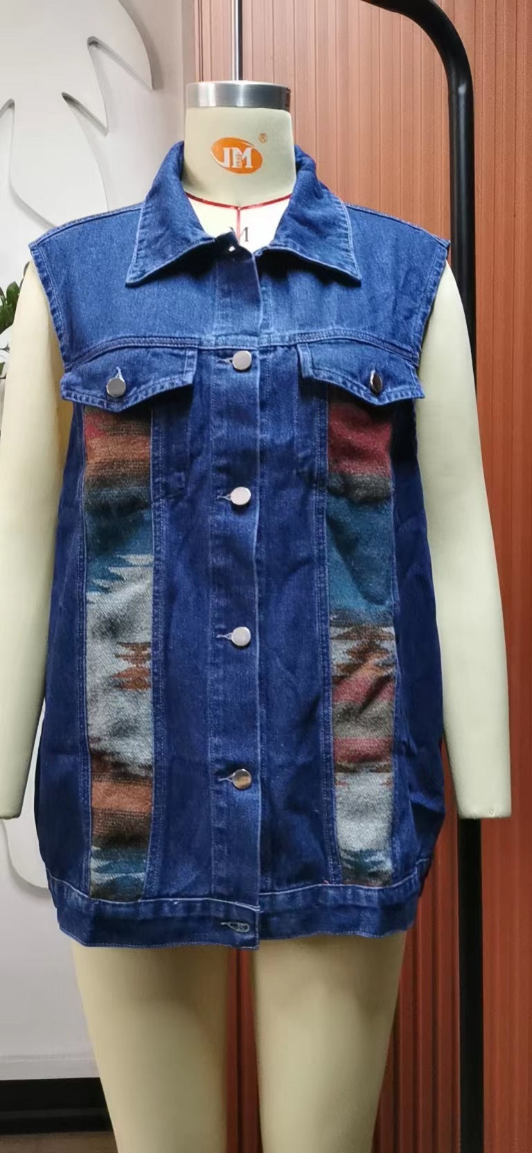 VARIANT_IMAGE::Real Photo | Women's Colorblock Button-Up Denim Vest – Slim Streetwear Layer