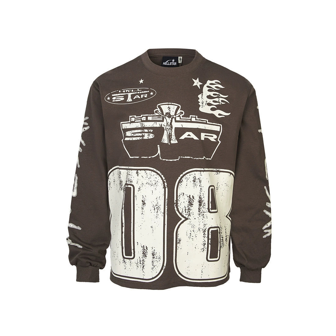 Variant image – 02 Brown graphic long-sleeve T-shirt
