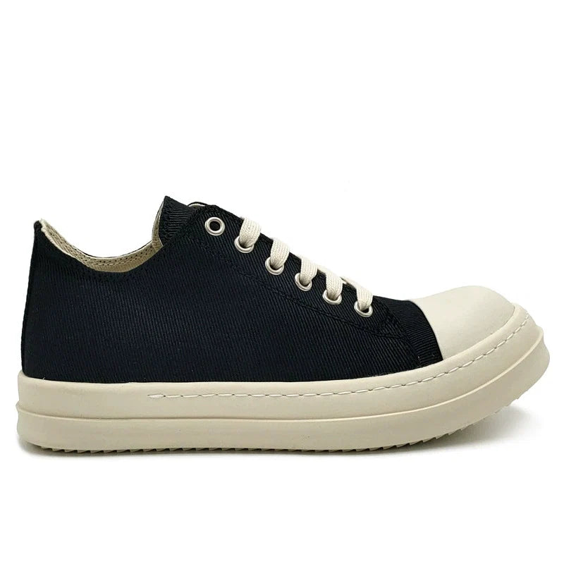 Black canvas low-top platform sneakers image 7