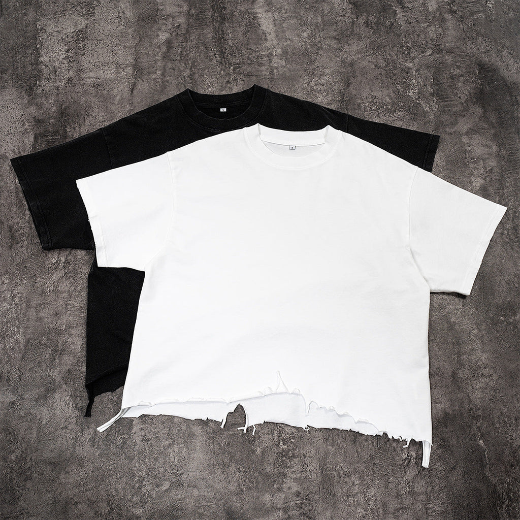 Men's distressed boxy cotton T-shirt detail 3