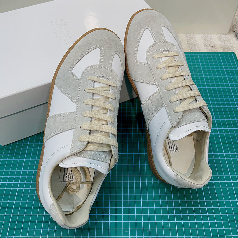 GMabcd mm6 Dexun Shoes for Women 2026 New Model Top Layer Cowhide Raw Rubber Sole Comfortable Casual Sneakers for Men and Women