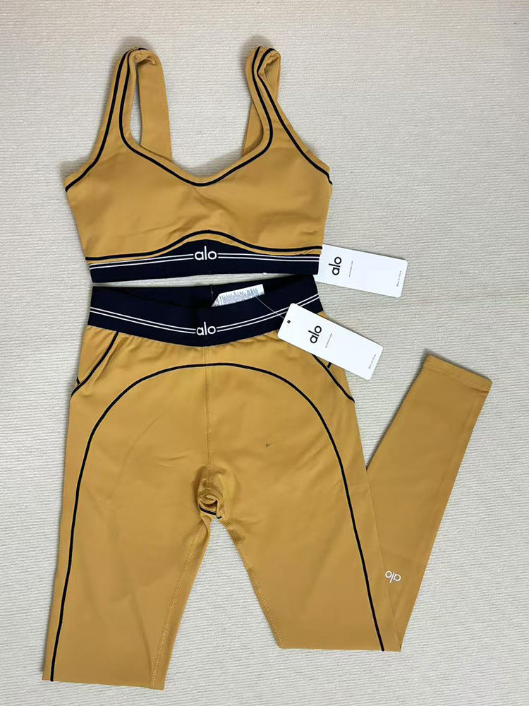 a-l-o Yoga Set high-quality women's sports bra and leggings for yoga and pilates