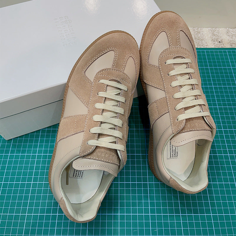 GMabcd mm6 Dexun Shoes for Women 2026 New Model Top Layer Cowhide Raw Rubber Sole Comfortable Casual Sneakers for Men and Women